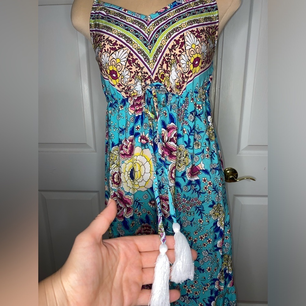 Bohemian Floral Maxi Dress – Women’s Medium, Light Blue, Everyday Boho - Picture 6 of 12